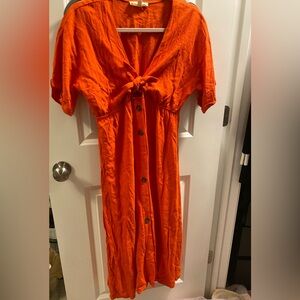 Boho red button dress